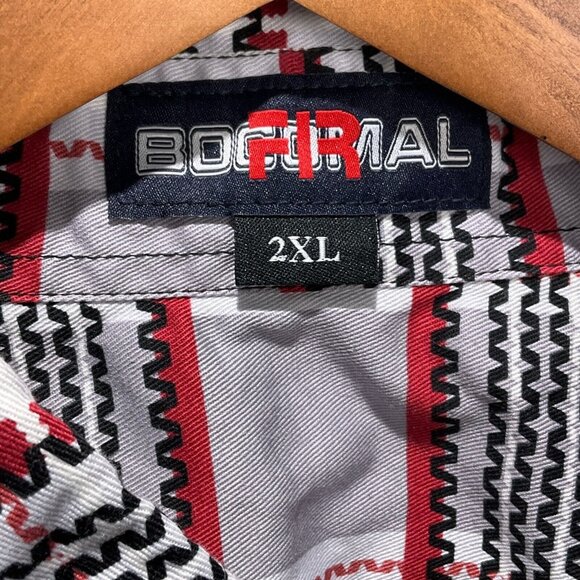 Bocomal Shirt Mens‎ 2XLGray Red Plaid Flame Resistant Cotton Twill Chore Work - Picture 3 of 10